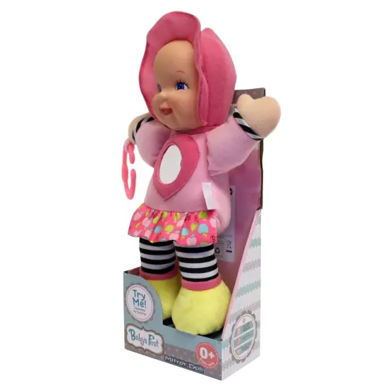 Baby's First: Mirror Doll - Pink - Vibrant Outfit w/ Chest Heart-Shaped Shiny Mirror, Attachable C-Ring, Soft & Cuddly Toy, Baby-Kids-Toddlers 3 Mo+ {7}