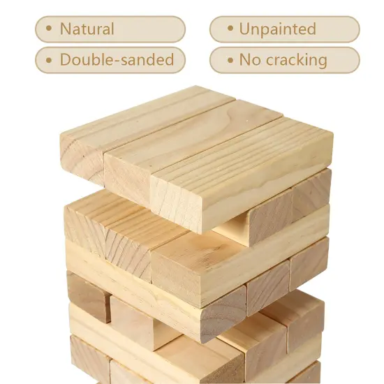 Trimate: Tumbling Tower Large 21.25" - Double-Sanded Smooth Natural Wood, 54 Blocks, Durable & Portable Carry Bag, Indoor & Outdoor, Family Party Game Age 8+ {4}