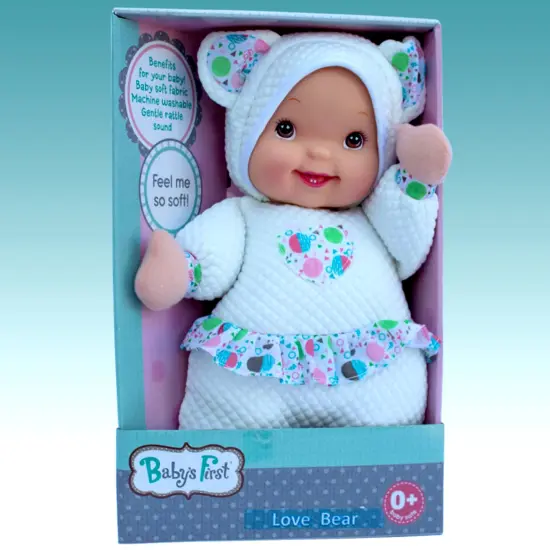 Baby's First: Love Bear Baby Doll - White Quilted Outfit, Interactive Musical Doll, Plays This Little Light of Mine, Soft Toy, Baby-Kids-Toddlers 3mo+ {6}