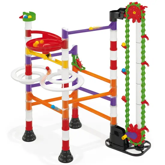Quercetti: Migoga Run - Elevator - 150pc Marble Ball Run, Track Building Toy, Hand Crank-Funnels-Spirals, Colorful STEM Construction Playset, Kids 5+ {4}