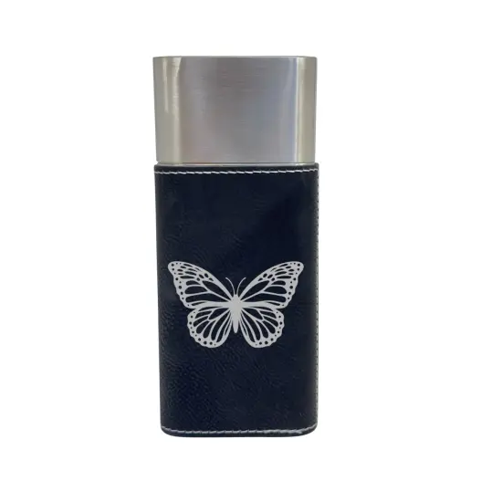 Cigar Case with Cutter - Butterfly - Leather Black/Silver {1}