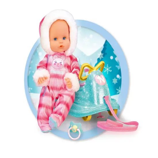 Nenuco 14" Baby Doll in Ski Suit and Sleigh Accesssory On Wheels With Color Chaning Nose, For Ages 2+ {5}