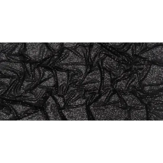 1 Yard Black Stretch Polyester Mesh Fabric Baby Sequins Stripes 49 inch Width {3}