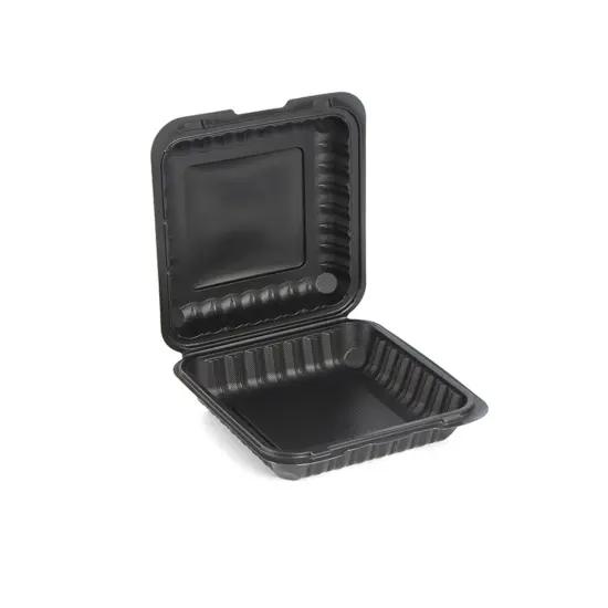 Northlight 150-Count Single Compartment Hinged Black Meal Prep/Take Out Containers - 9" {4}