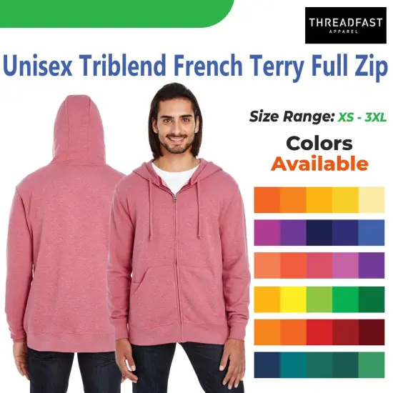 Unisex Triblend French Terry Full-Zip CARDINAL HEATHER {4}