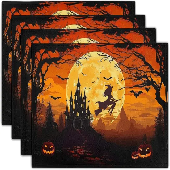 Halloween Witch Linen Placemats Set of 4 12x18(Halloween Witch) {1}