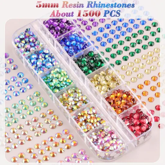5000 PCS Flatback Rhinestones with 3PCS B7000 Glue - Multicolored (2 Pack) {2}