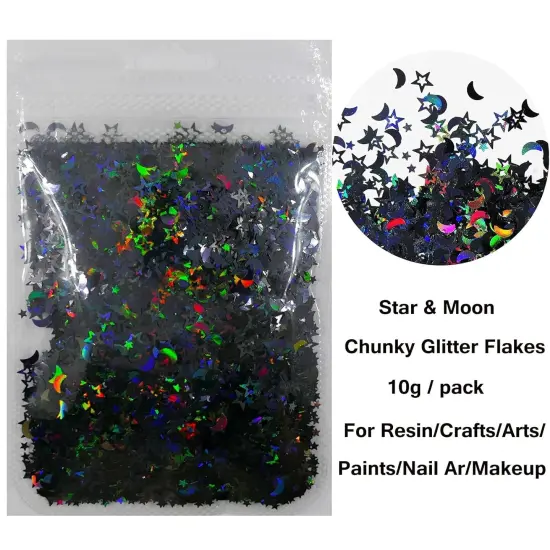 6 Colors Star Moon Chunky Glitter Flakes Resin Epoxy Accessories {4}