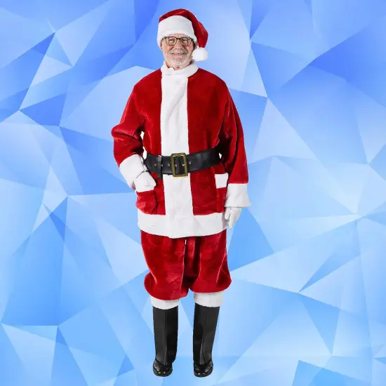 Burgundy Deluxe Santa Costume with Plush Trim and Deep Outside Satin-Lined Pockets {1}