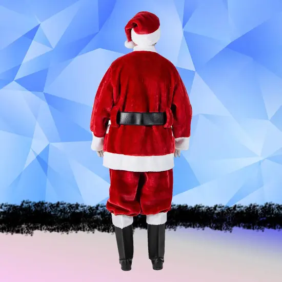 Burgundy Deluxe Santa Costume with Plush Trim and Deep Outside Satin-Lined Pockets {6}