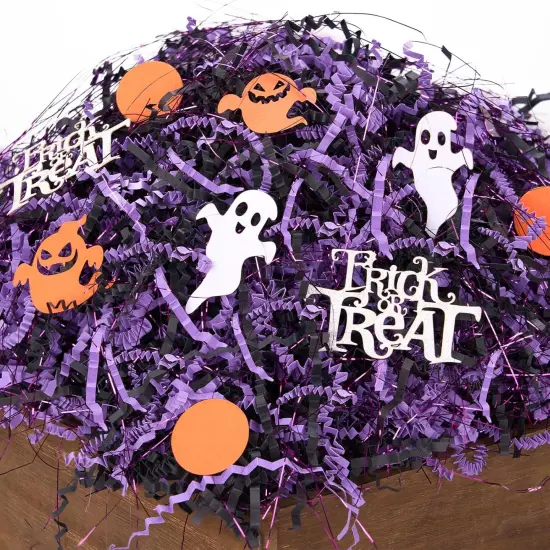 Black Purple Iridescent Glitter w/Orange Ghosts Confetti {5}