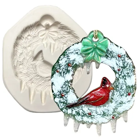 6" x 5" x 1.25" Wreath Ornament Glass Fusing Frit Mold {1}
