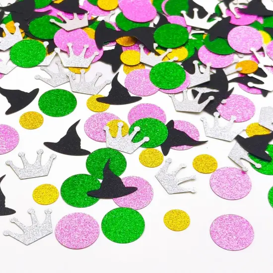200Pcs Witch Movie Themed Table Confetti, Pink Green Witch Theme {1}
