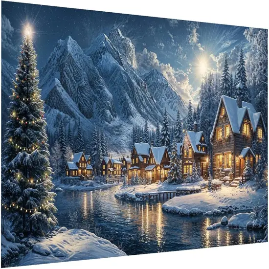 Large Christmas Diamond Art Kits for Adults 5D Winter Scene - 27.5x15.7 Inch {1}
