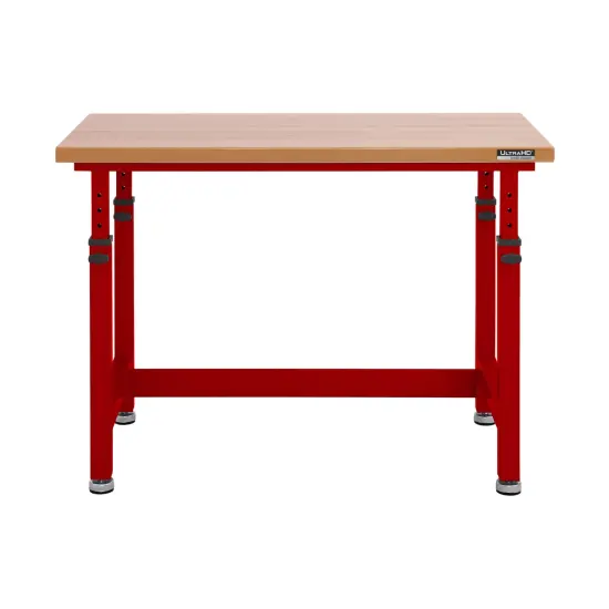 Seville Classics UltraHD Height Adjustable Workbench, 48" W x 24" D x 28.5" to 42" H Red {6}