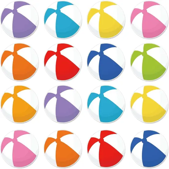 45Pcs Summer Cutouts Colorful Beach Ball Paper Cut-Outs 9 Colors Pool Ball Bulletin Board Decor with 100Pcs Glue Points for DIY Art Craft Wall Home Party {1}