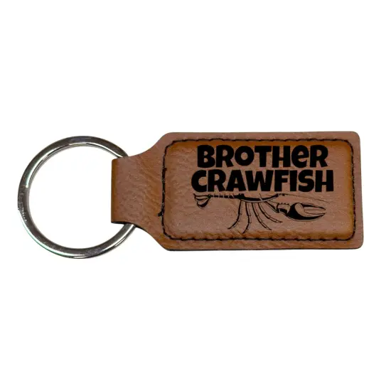 Keychain - Rectangle - Brother Crawfish - Leather Black/Silver {4}