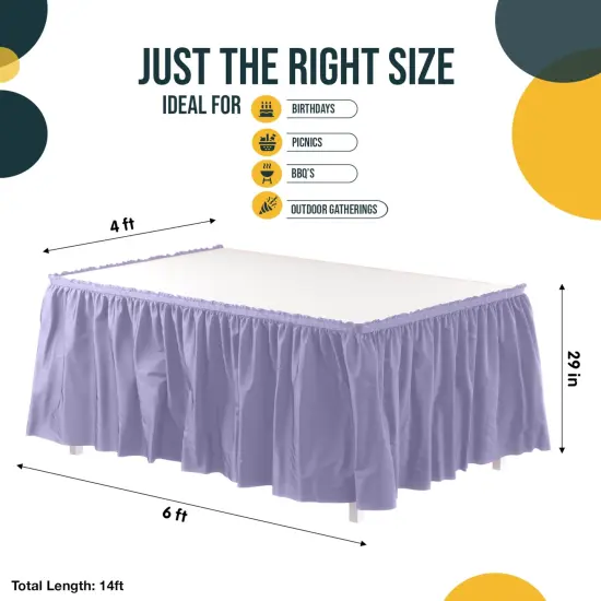 Ruffle Disposable Table Skirt 14 Ft Long Pleated Table Skirts with Adhesive Strip &ndash; Fits 6ft+ Rectangle or Round Tables &ndash; Ideal for Birthday Parties, Gender Reveal, Baby Showers & Event Decorations 6 pack by Exquisite Lavender {4}
