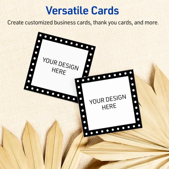 Avery Printable Square Cards, Black and White Polka Dots, 2.5" x 2.5", Matte White Square Cards, Laser/Inkjet, 90ct, Great for Business Cards {6}
