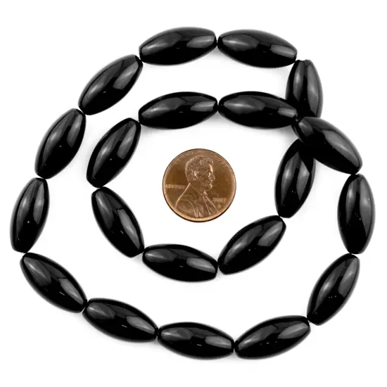 The Bead Chest Oval Onyx Beads (20x10mm) {2}