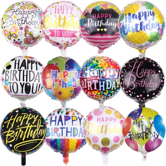 50 Pieces Happy Birthday Party Aluminum Foil Balloons 18" Foil Mylar Helium Balloon Round Inflatable Balloons for Birthday Parties Baby Shower Decorations Supplies {1}