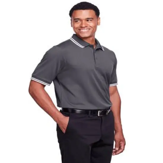 Devon & Jones&reg; Men's Plaited Tipped Polo Black/ White {4}