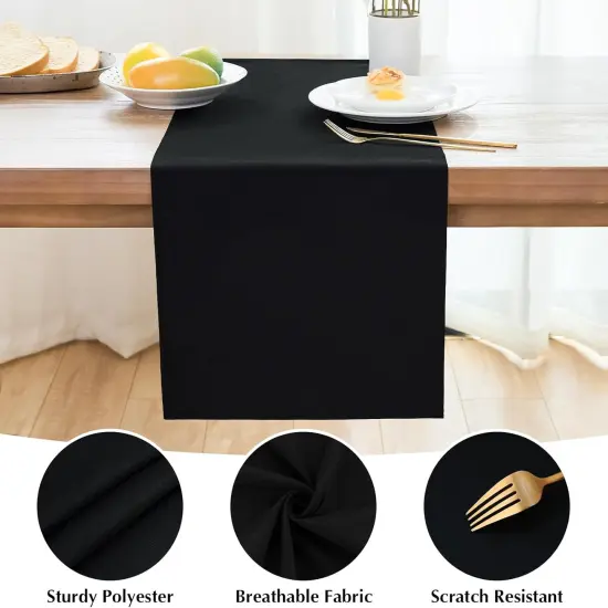 2 Pack Black Table Runner 12 x 60 Inch Solid Color Farmhouse Runners Coffee Table Dresser for Daily Party Home Decoration {4}