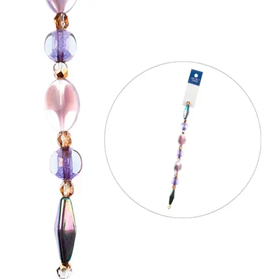 John Bead 7" Assorted Shape Czech Glass Bead Strand Purple Lavender {2}