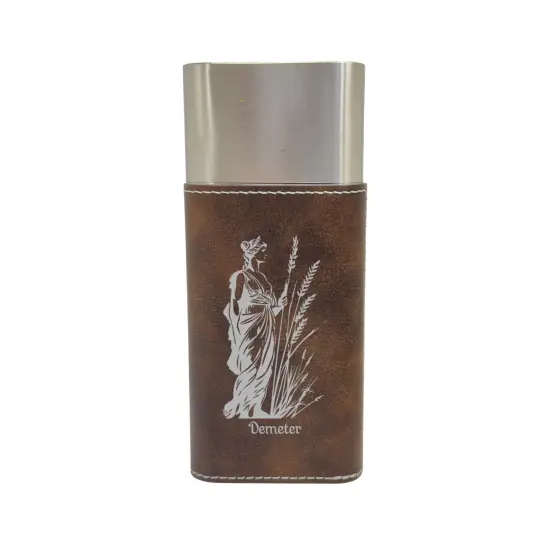 Cigar Case with Cutter - Demeter Goddess of Agriculture - Leather Black/Silver {4}