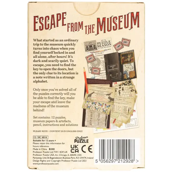 Professor Puzzle: Escape From The Museum - A Mini Escape Room Game, 12 Brain-Busting Puzzles To Solve, Collaborative Party Game, Ages 12+, 1+ Players {3}