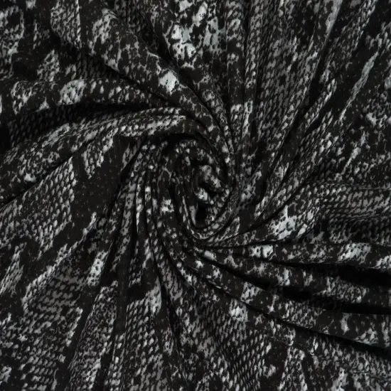 Snake Skin Print DTY Brushed Knit Fabric 1 Yard Soft Stretch Lightweight 58/60" Wide GREY {3}