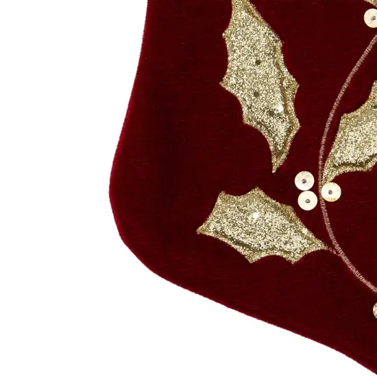 Northlight 20.5-Inch Velvet Gold and Maroon Etched Cuff Christmas Stocking {7}