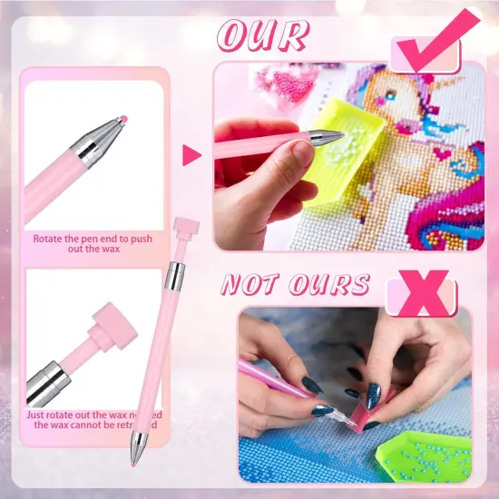 2 Pcs Diamond Painting Pen with 40 Pcs Diamond Painting Wax Pen Replacement Wax Glue Art Accessory and Tool Quickly Pick up Bead Gem for DIY Craft(Single Head) {5}