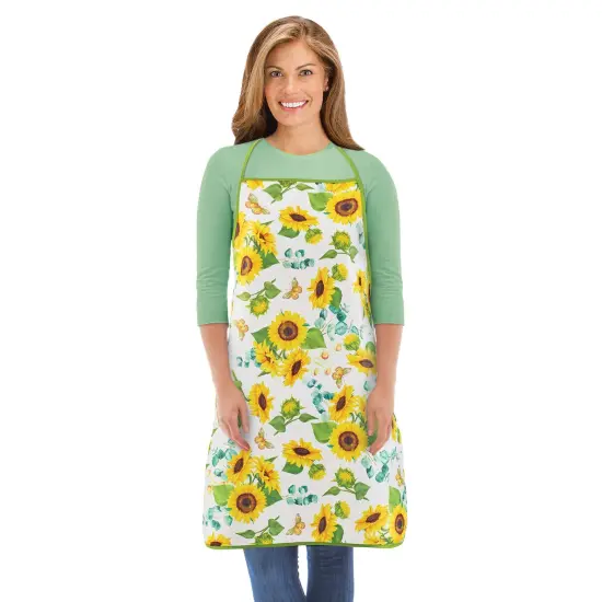 Collections Etc Sunflowers and Greenery Design Cooking Bib Apron {1}