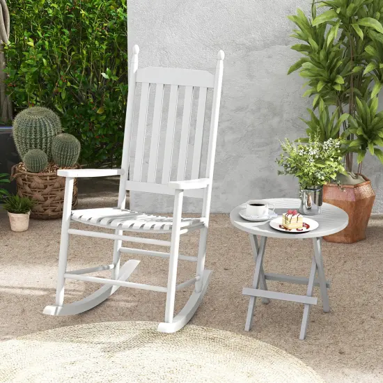 Acacia Wood Rocking Chair with Ergonomic Seat & Gentle Rocking Motion White {2}