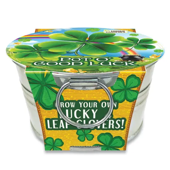 Collections Etc Grow Your Own Lucky 4 Leaf Clover Plant Kit with Metal Pot {2}