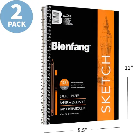 Sketch Pad 8.5x11 Inch, (2-Pack) 100 Sheets of 60lb 90gsm Art Paper, Spiral Bound Sketch Book Drawing Notebook {3}