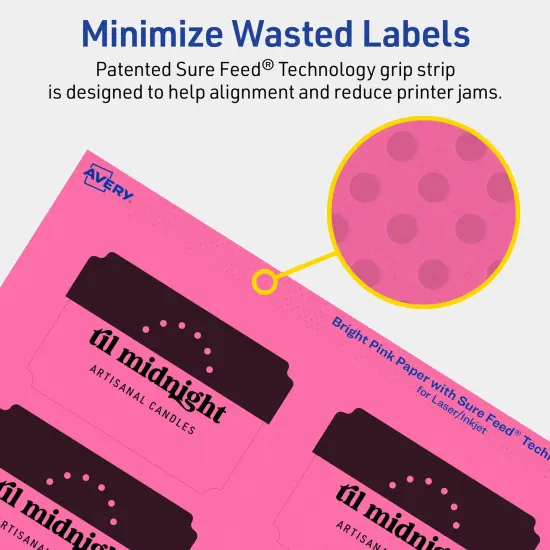 Avery Bright Pink Paper Labels, 2" x 3" Rectangle Scalloped {4}