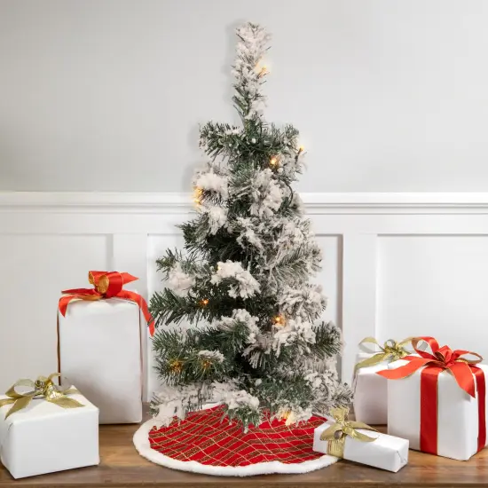 Northlight 2' Pre-Lit Medium Flocked Bristol Pine Artificial Christmas Tree - Warm Clear LED Lights Green {1}