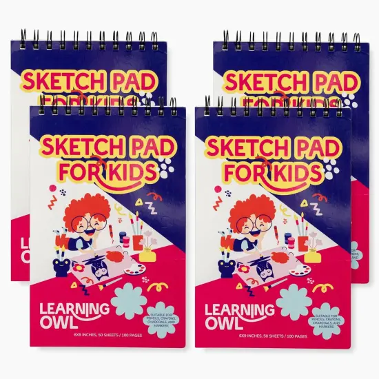 Sketch Pads for Kids, 6x9 inch, 100 Pages, 4 Pack Children Drawing Pads, Spiral Bound Sketch Books, Blank Art Pads for Drawing and Coloring, Doodle Paper Pads {1}