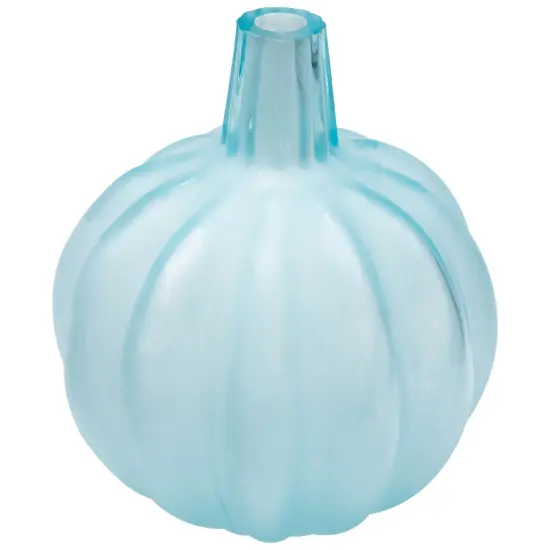 Northlight Transparent Glass Pumpkin Candle Holder - 9" - Blue {3}