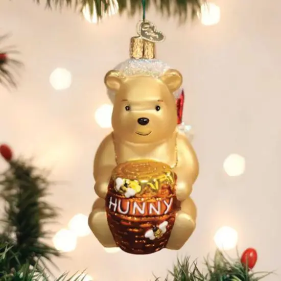 Old World Christmas 3.75 In Winnie The Pooh Christmas Tree Ornament , Christmas Decor Hunny Childhood Character Gold {3}
