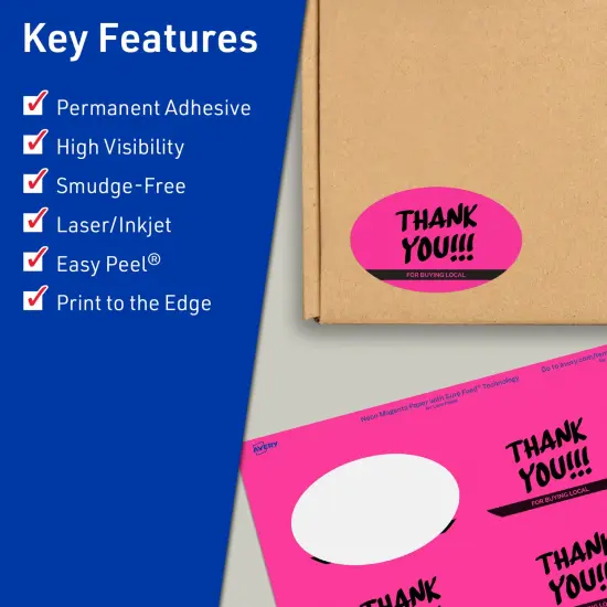 Avery Neon Magenta Paper Labels, 2" x 3-1/3" Oval {2}