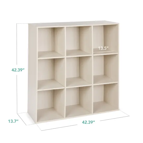 Best Choice Products 9-Cube Bookshelf, 13.5in Display Storage System, Organizer w/ Removable Back Panels Whitewash {2}