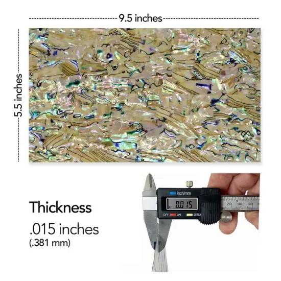 Shell Veneer, 5.5 x 9.5 inches | WMOP, BMOP, Abalone | Includes 3M Adhesive Sheet for Application, Great for Inlay Projects Natural Extra Light {2}