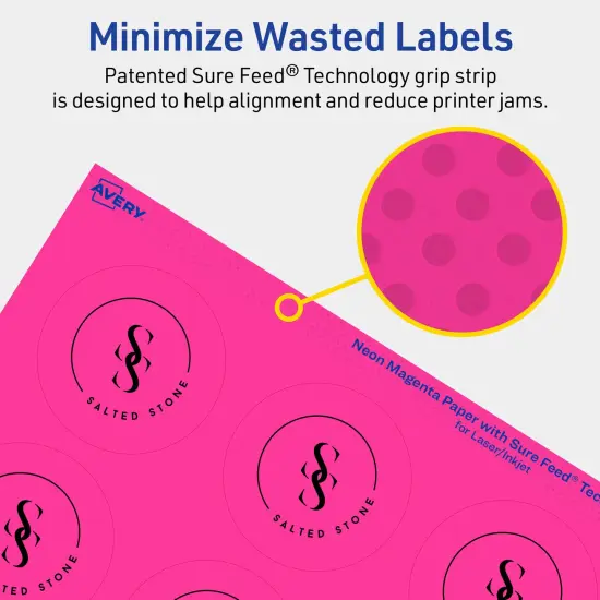 Avery Neon Magenta Paper Labels, 2.25" Diameter Round {4}
