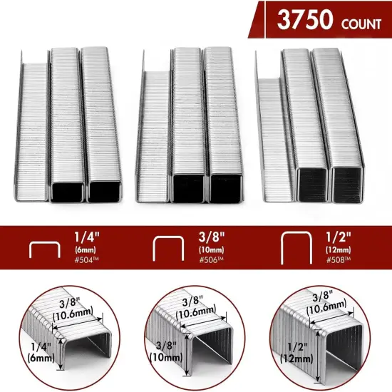 Electric Staple Gun Kit, Corded Stapler with 3750 Pieces T50 1/4", 3/8", 1/2" Staples, for Upholstery Professional and DIY Projects, T50ACD {3}