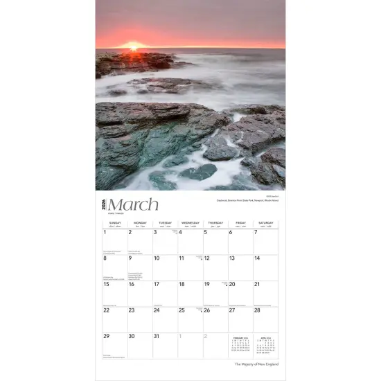 The Majesty of New England | 2026 12 x 24 Inch (Hanging) Monthly Square Wall Calendar | Plastic-Free {3}