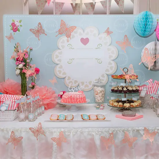 3D Butterfly Wall Decor 48 Pcs 4 Styles 3 Sizes - Gold Butterfly Decorations - Butterfly Birthday Decorations - Butterfly Party Decorations Balloon Cake Decoration - Removable Stickers for Kid Bedroom {3}