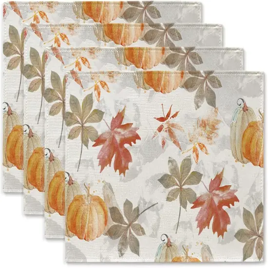 Set of 4 Maple Leaves Pumpkin Placemats - 12x18 Inch {1}